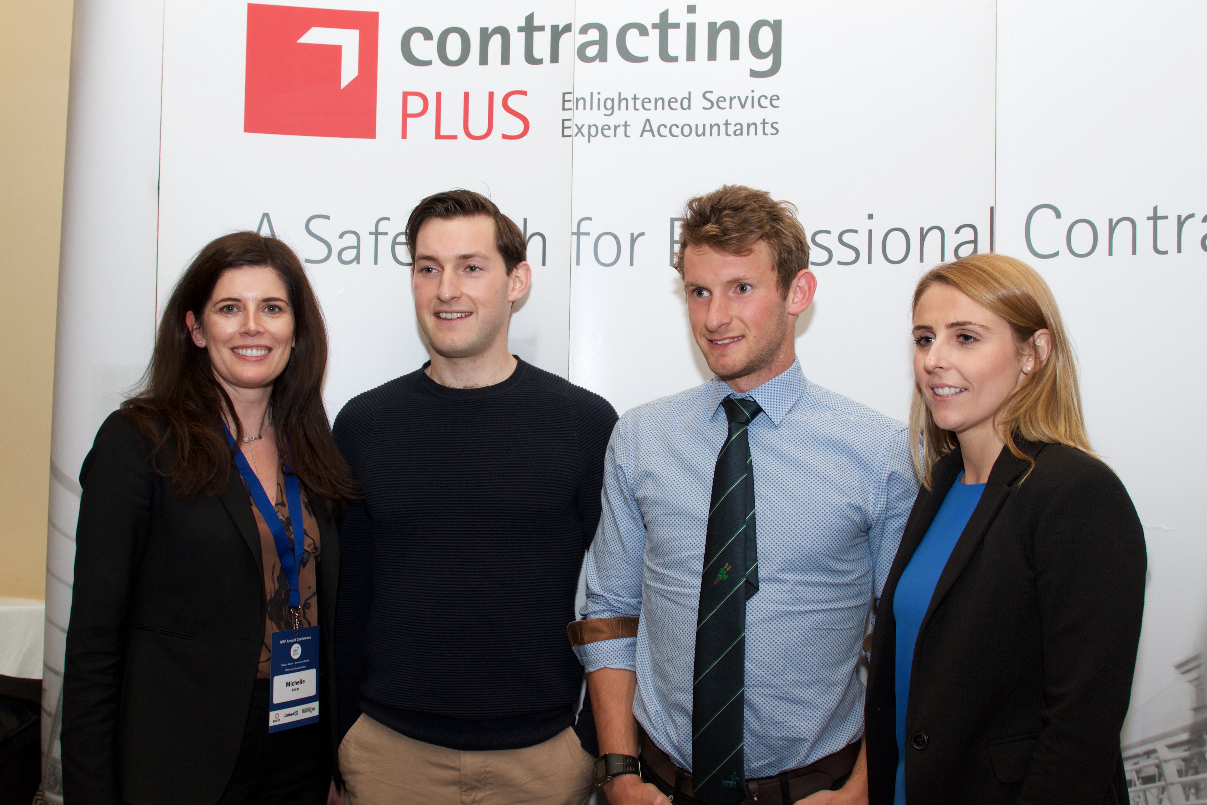 Michelle Kilcar and Cliona O'Malley from Hero Recruitment pictured with the O'Donovan Brothers