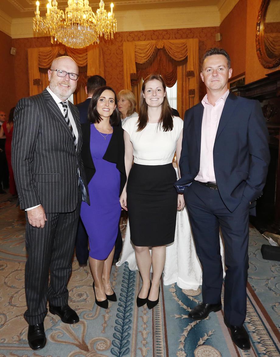 NO REPRO FEE 26/09/2018 National Recruitment Federation Fellowship event. Pictured are (LtoR) Conor Crowley, Aine McGroarty, Caroline Kelly and Stephen Jones at the National Recruitment Federation Fellowship event in The Shelbourne Hotel. Photo: Sasko Lazarov/Photocall Ireland