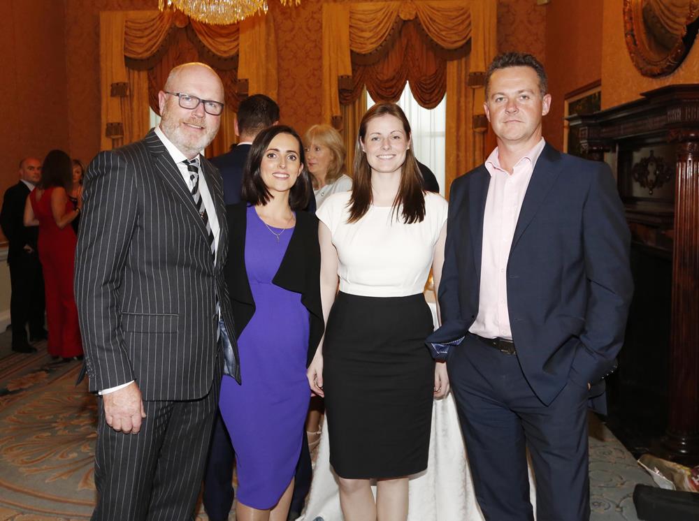 NO REPRO FEE 26/09/2018 National Recruitment Federation Fellowship event. Pictured are (LtoR) Conor Crowley, Aine McGroarty, Caroline Kelly and Stephen Jones at the National Recruitment Federation Fellowship event in The Shelbourne Hotel. Photo: Sasko Lazarov/Photocall Ireland