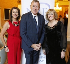 NO REPRO FEE 26/09/2018 National Recruitment Federation Fellowship event. Pictured are (LtoR) Geraldine King, Packie Bonner and Barbara McGrath at the National Recruitment Federation Fellowship event in The Shelbourne Hotel. Photo: Sasko Lazarov/Photocall Ireland