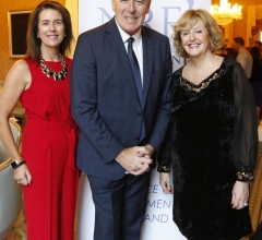NO REPRO FEE 26/09/2018 National Recruitment Federation Fellowship event. Pictured are (LtoR) Geraldine King, Packie Bonner and Barbara McGrath at the National Recruitment Federation Fellowship event in The Shelbourne Hotel. Photo: Sasko Lazarov/Photocall Ireland