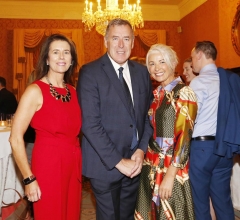 NO REPRO FEE 26/09/2018 National Recruitment Federation Fellowship event. Pictured are (LtoR) Geraldine King, Packie Bonner and Sharon Bannerton at the National Recruitment Federation Fellowship event in The Shelbourne Hotel. Photo: Sasko Lazarov/Photocall Ireland