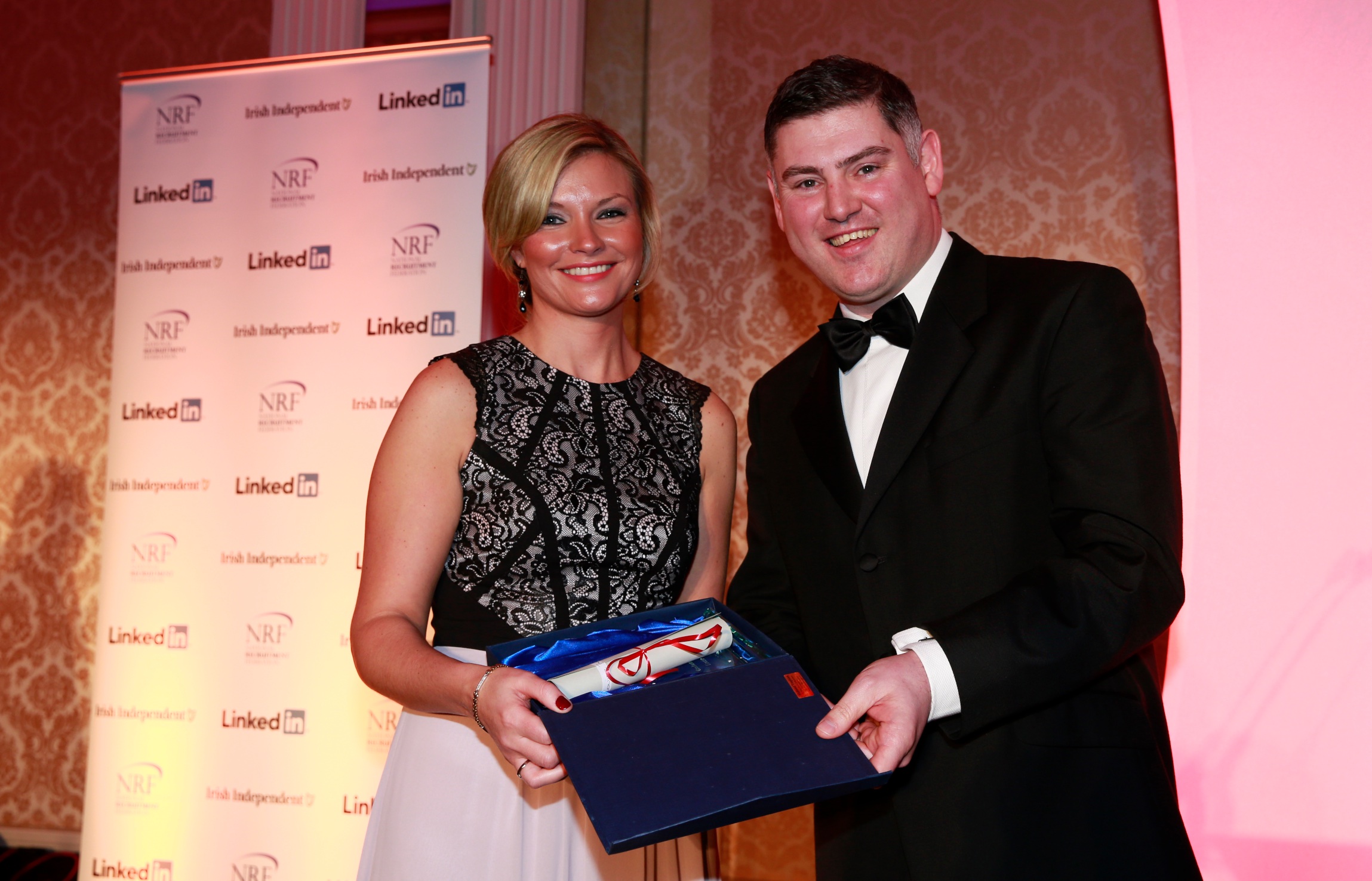 Eimear Cooper from Excel Recruitment- accepting her award for Top Graduate of the year from NRF VP Frank Farrelly