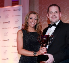 Joanne Murray of Osborne Recruitment Winner of Recruitment Consultant of the year (Temporary Roles) with Sponsor Michael Holden of Contracting PLUS