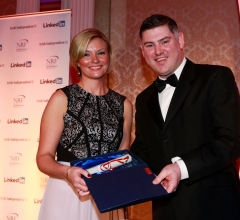 NRF Top Graduate of the year Eimear Cooper accepts her award from NRF Vice President Frank Farrelly at the NRF gala award ceremony in the Shelbourne Hotel.